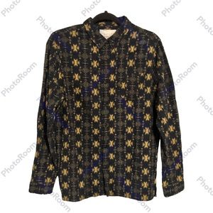 Native Youth Flannel Shirt Boys Large Navy Blue Patterned